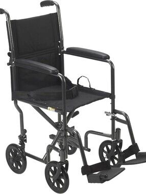 Drive Medical Lightweight Folding Transport Wheelchair - Silver/Black